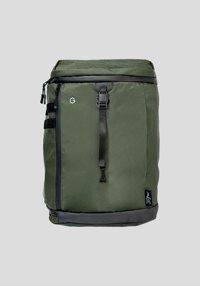 Water resistant 20L rover backpack for Brompton bikes in olive green